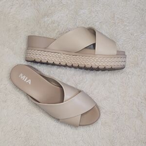MIA Cream Cross-Band Sandals